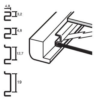 framespace 19,0 mm voor 2 mm glas per 12 stuks